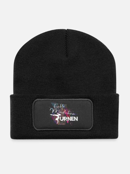 Echte Mädchen Turnen Geschenkidee für Turnerin - Recycelte Patch Beanie - Schwarz