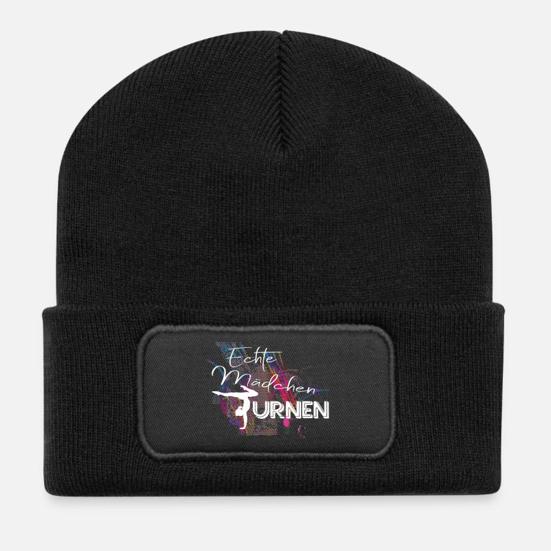 Echte Mädchen Turnen Geschenkidee für Turnerin - Recycelte Patch Beanie - Schwarz