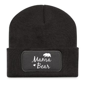 Mama Bär - Mama Bear - Recycelte Patch Beanie - Dunkelgrau - Vorne
