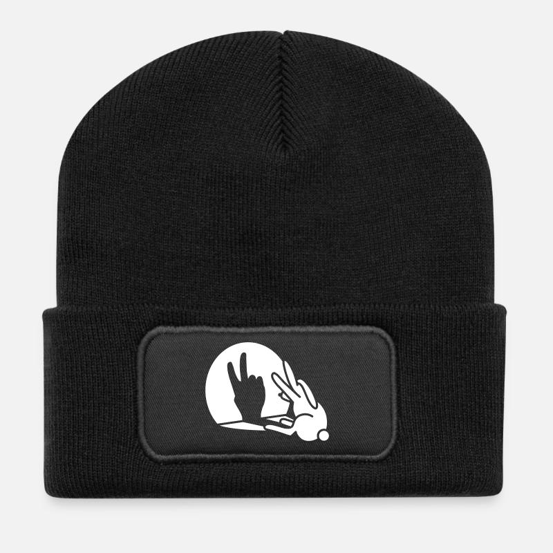 Kaninchen Schatten Hand Geburtstag Zwei 2 Jahre - Recycelte Patch Beanie - Schwarz