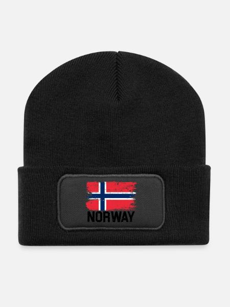 Nordische Grunge-Norwegen-Flagge - Recycelte Patch Beanie - Schwarz