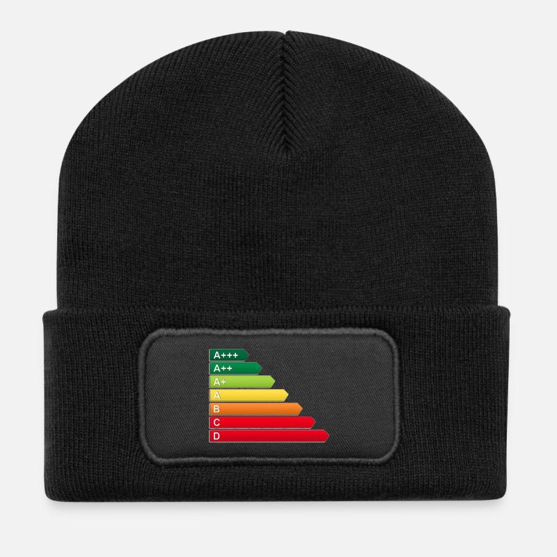 SF Energieetikett - Recycelte Patch Beanie - Schwarz