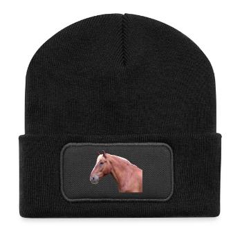 Cheval tête de cheval dressage cheval cheval race - Beanie recyclé à patch - noir - Devant