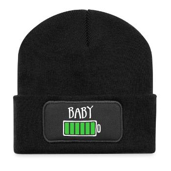 Aus Batterien - Baby (dunkel) - Recycelte Patch Beanie - Schwarz - Vorne