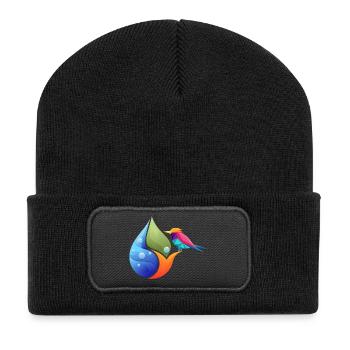 Geometric Hummingbird Over Color Sheet - Recycled Patch Beanie - black - Front