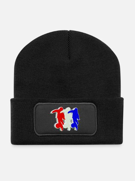 Enfants de football 3D - Beanie recyclé à patch - noir