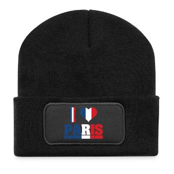 I love paris j’aime Paris France - Beanie recyclé à patch - noir - Devant