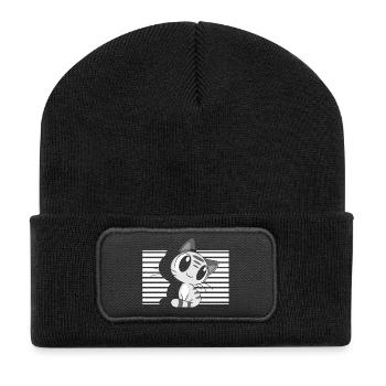 Kawaii Katze Süße Katze - Recycelte Patch Beanie - Schwarz - Vorne