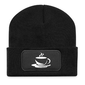café café icône café illustration tasse - Beanie recyclé à patch - noir - Devant