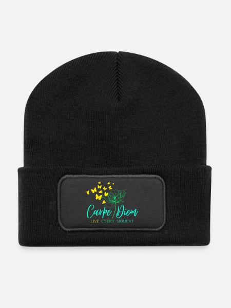 Carpe Diem VIVEZ CHAQUE INSTANT - Beanie recyclé à patch - noir