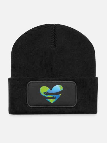 Earth Day - Herz Umarmung - Recycelte Patch Beanie - Schwarz