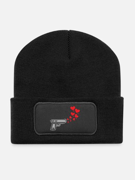 Herz Meinungsfreiheit Liebe Frieden Menschheit - Recycelte Patch Beanie - Schwarz