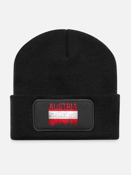 Australischer Flaggenstil mit city Silhouette - Recycelte Patch Beanie - Schwarz