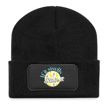 Surfeur if it swells ride it - Beanie recyclé à patch - noir - Devant