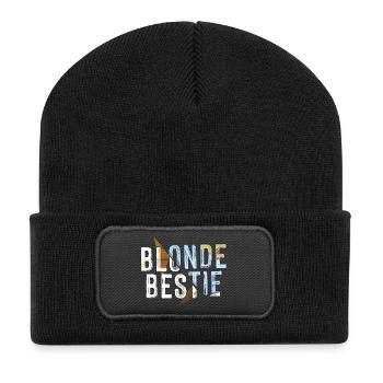 Blonde Bestie für heiße Blondinen - Recycelte Patch Beanie - Schwarz - Vorne