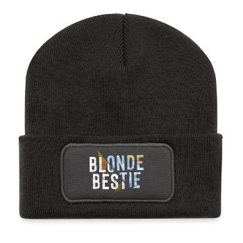 Blonde Bestie für heiße Blondinen - Recycelte Patch Beanie - Dunkelgrau - Vorne