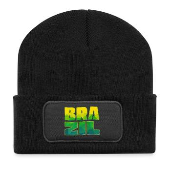 Lettrage brésilien aux couleurs nationales - Beanie recyclé à patch - noir - Devant