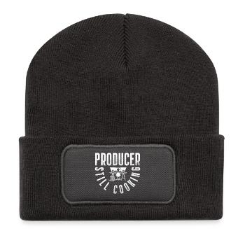 Studio Produzent Silhouette am Mischpult - Recycelte Patch Beanie - Dunkelgrau - Vorne