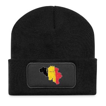 Belgian Flag Map of Brussels - Recycled Patch Beanie - black - Front