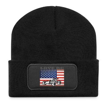 Conception de véhicules tout-terrain et drapeau américain - Beanie recyclé à patch - noir - Devant