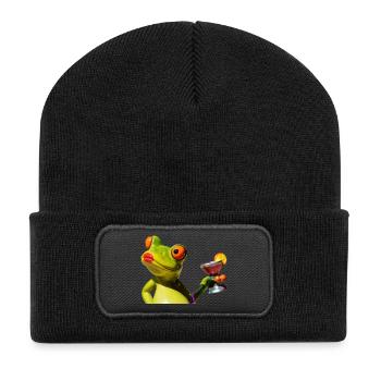 Lime Frog Martini Night - Recycled Patch Beanie - black - Front