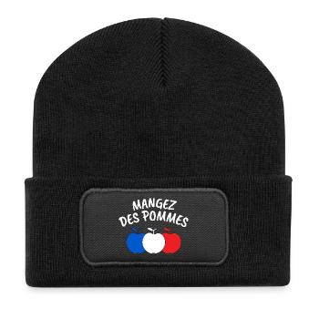 mangez des pommes, pomme - Beanie recyclé à patch - noir - Devant