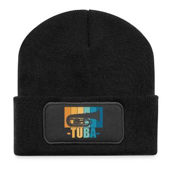 Tuba Vintage Musiker Instrument Geschenk - Recycelte Patch Beanie - Schwarz - Vorne