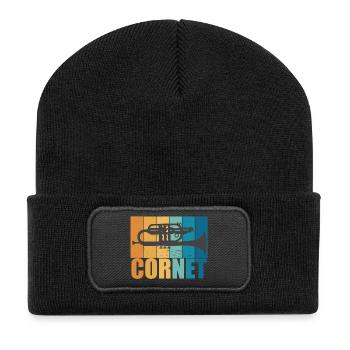 Cornet Vintage Musicien Instrument Cadeau - Beanie recyclé à patch - noir - Devant
