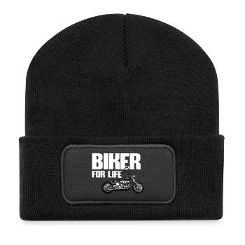 Biker For Life - Recycelte Patch Beanie - Schwarz - Vorne