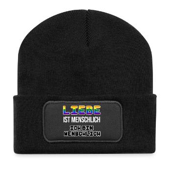 Regenbogen Liebe Lgbt Statement Sexualität Schwul - Recycelte Patch Beanie - Schwarz - Vorne