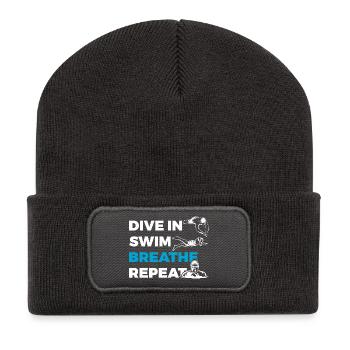 Eintauchen Schwimmen Atmen Wiederholen - Recycelte Patch Beanie - Dunkelgrau - Vorne