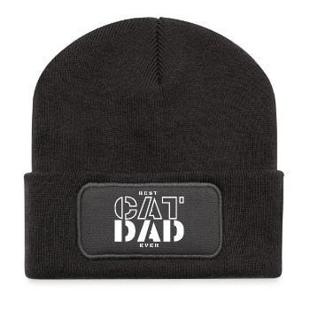Best Daddy Cat Design - Recycled Patch Beanie - dark grey - Front