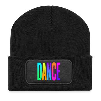Rainbow Gradient Dance Typography - Recycled Patch Beanie - black - Front