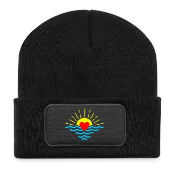 Sunset with heart - Recycled Patch Beanie - black - Front