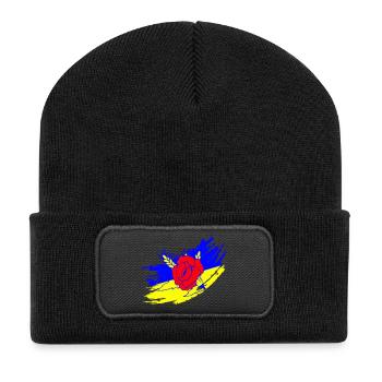 Drapeau ukrainien - Beanie recyclé à patch - noir - Devant