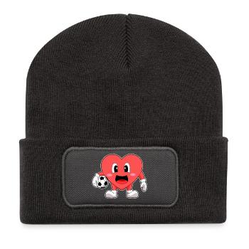 Herz Fußballspieler Fußball - Recycelte Patch Beanie - Dunkelgrau - Vorne