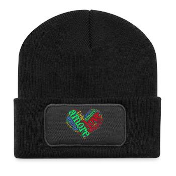 t-shirt amour amour amour Liebe amor nuage de mots - Beanie recyclé à patch - noir - Devant