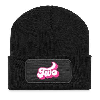 Two 2nd Birthday For Girls 2 Years Old - Recycled Patch Beanie - black - Front