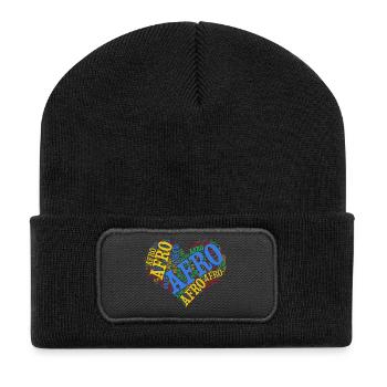 tshirt Afro heart word cloud t-shirt collage - Recycled Patch Beanie - black - Front