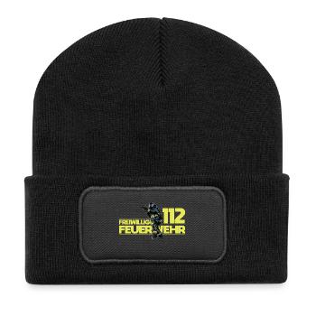 Freiwillige Feuerwehr Feuerwehrmann 112 - Recycelte Patch Beanie - Schwarz - Vorne