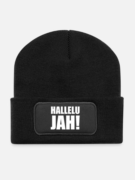 Hallelu Jah weiss - Recycelte Patch Beanie - Schwarz