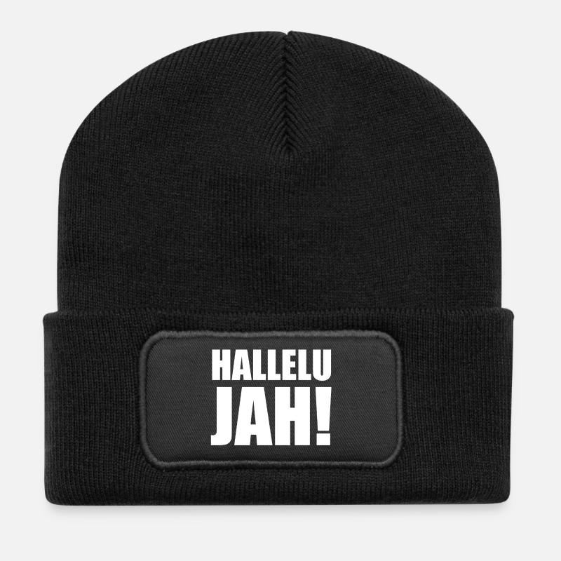 Hallelu Jah weiss - Recycelte Patch Beanie - Schwarz