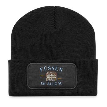 Füssen im Allgäu, Altstadt, Fassade Stadtapotheke - Recycelte Patch Beanie - Schwarz - Vorne