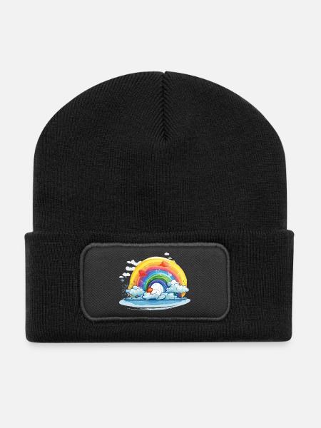 Fierté arc-en-ciel - Beanie recyclé à patch - noir
