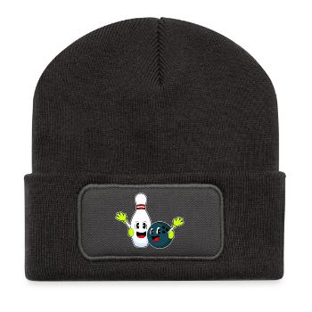 Quille à boule de bowling - Beanie recyclé à patch - charbon - Devant