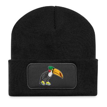Tukan Eislaufen Schlittschuhe - Recycelte Patch Beanie - Schwarz - Vorne