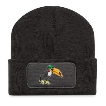 Toucan patins à glace - Beanie recyclé à patch - charbon - Devant