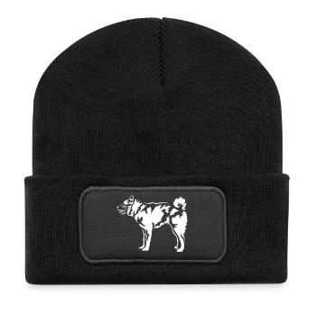 Norwegischer Elchhund "Black Edition" - Recycelte Patch Beanie - Schwarz - Vorne