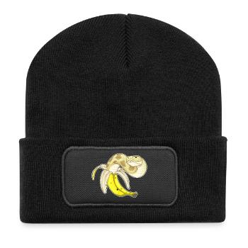 Schlange Banane - Recycelte Patch Beanie - Schwarz - Vorne