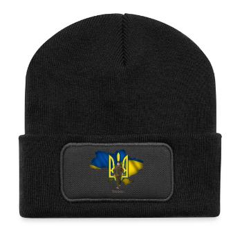 Ukraine outline trident Zelensky - Recycled Patch Beanie - black - Front